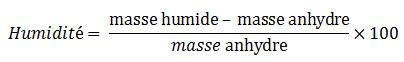 Formule de calcul de l'humidité d'un combustible